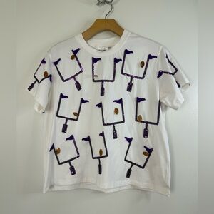 Queen Of Sparkles TCU sequin football field goal boxy T-shirt XS